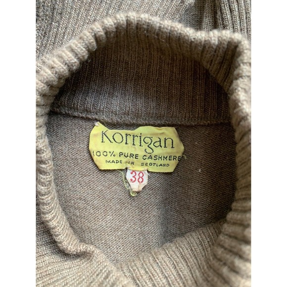 Vintage 70’s Soft Brown Korrigan Cashmere Bodycon Middi Dress Made in Scotland - Picture 7 of 7